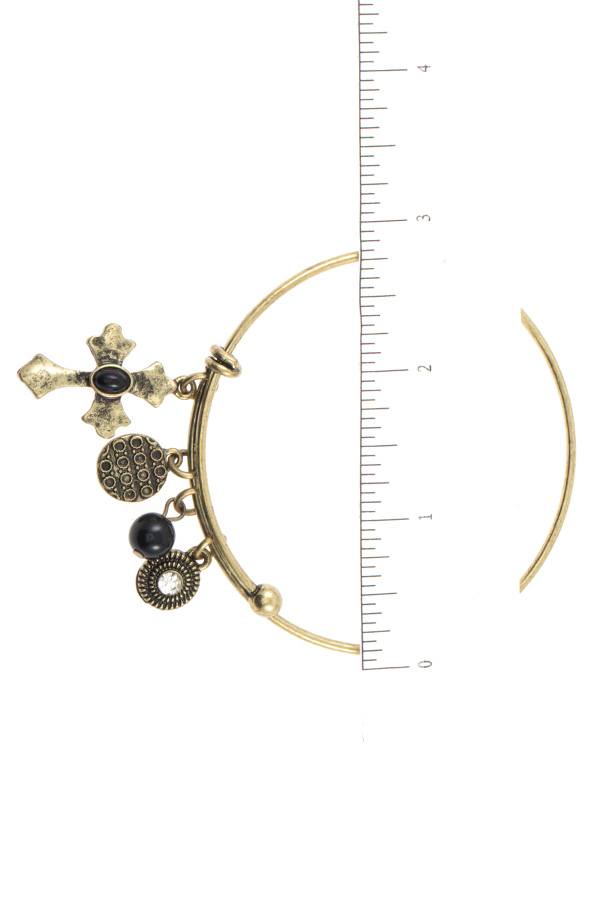 Multi cross charm bangle bracelet