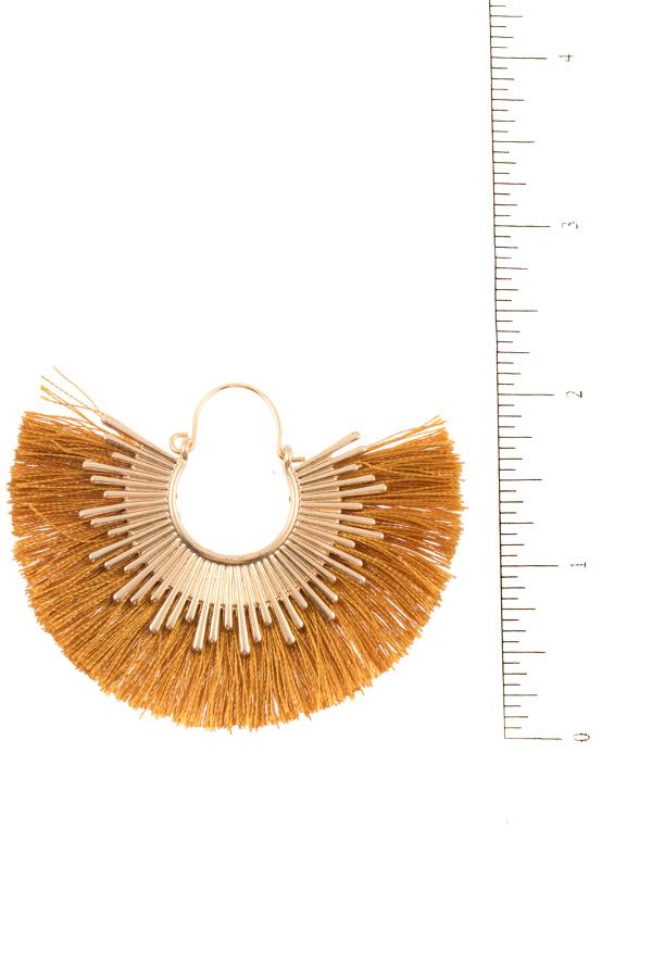 Fringe fan out metal accent earring