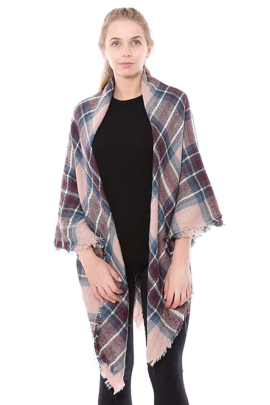 Plaid blanket scarf