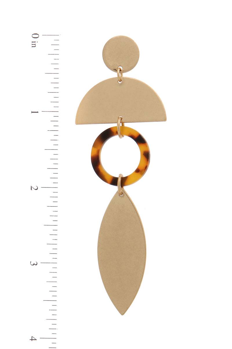 Geometric shape post drop earring