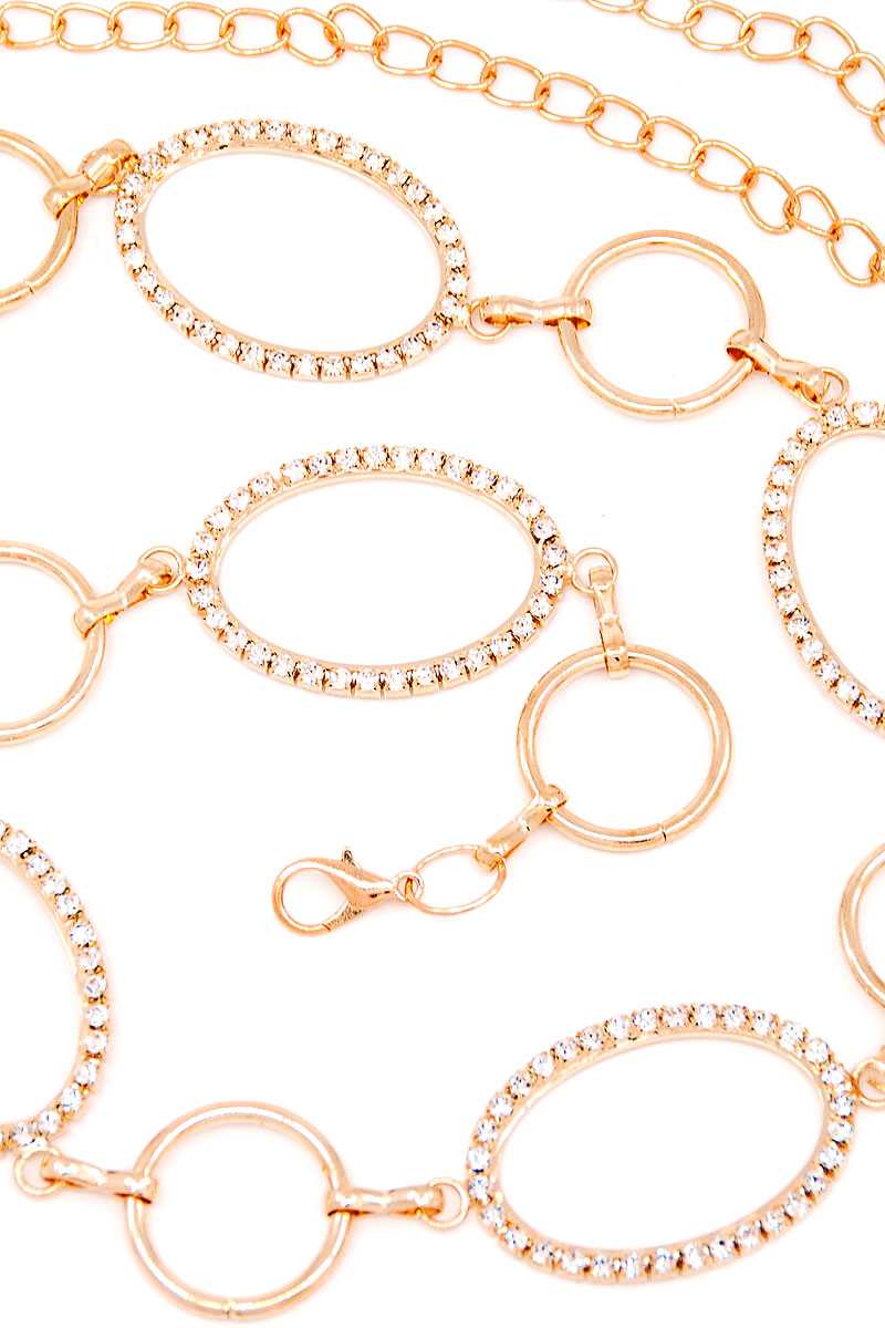 Designer multi rhinestone oval belt