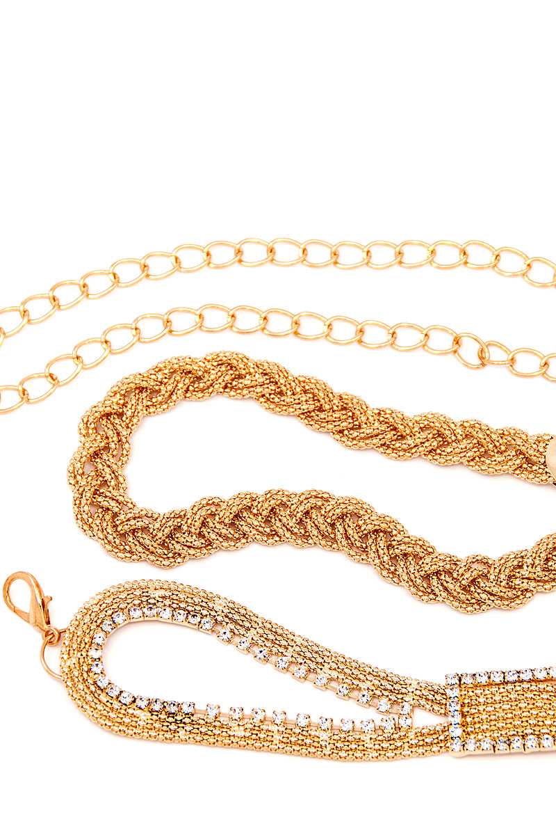 Fashion twisted rhinestone dress belt