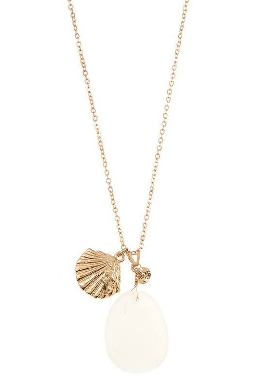 Opal stone with shell pendant necklace