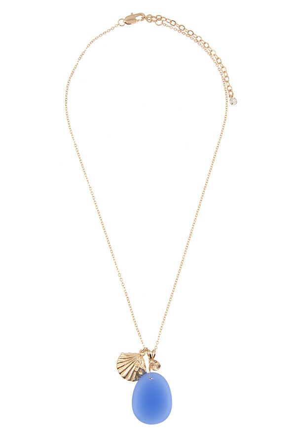 Opal stone with shell pendant necklace