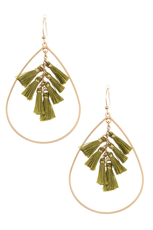 Multi tassel link teardrop dangle earring