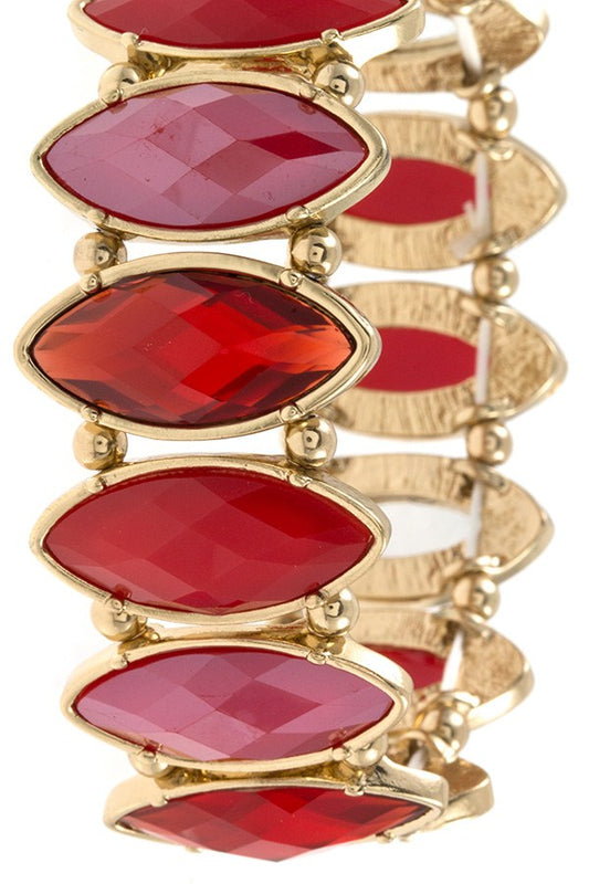 Faceted marquise framed link bracelet