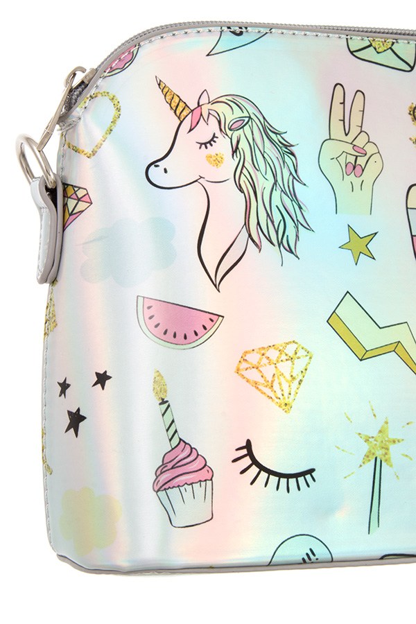Magical print metallic dome crossbody bag