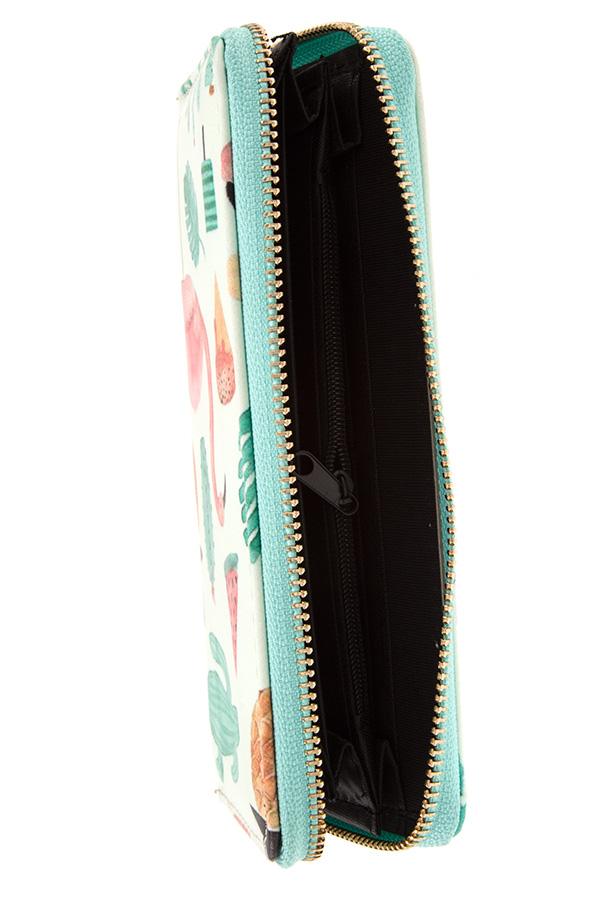 Flamingo mix print cactus wallet
