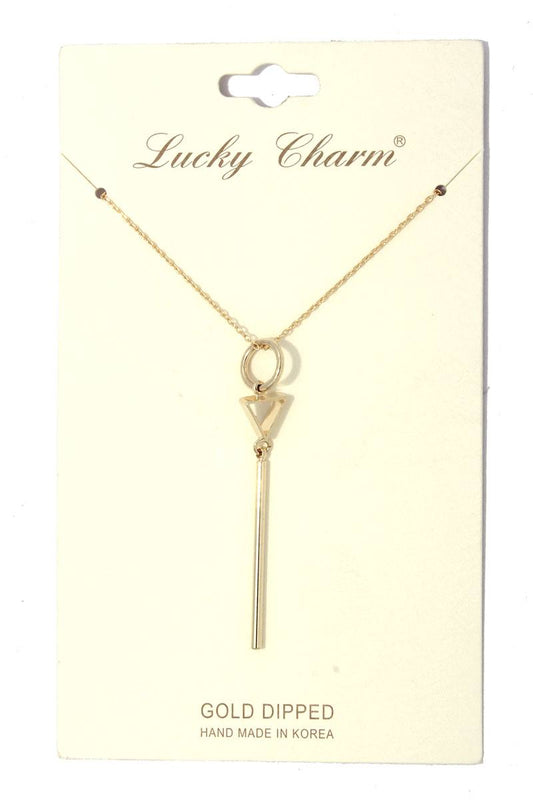 Cut out circle metal bar necklace