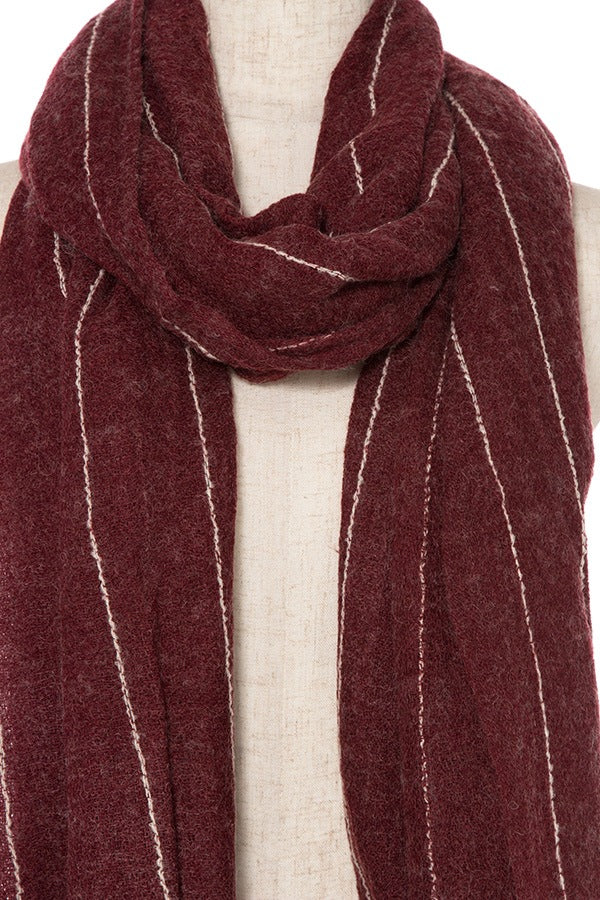Oblong scarf line pattern fringe trim