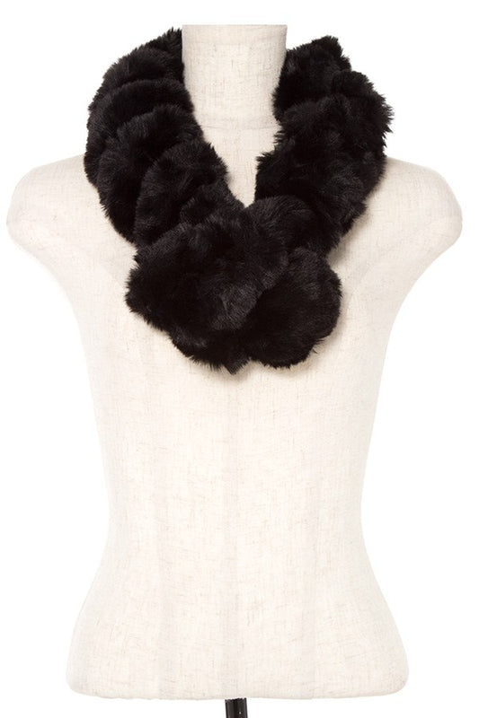 Faux fur twist pull through scarf