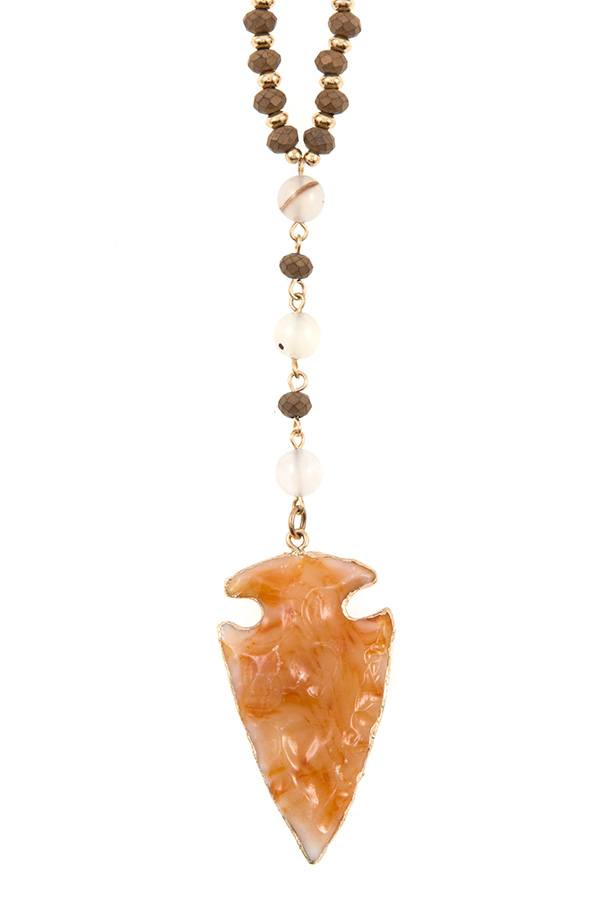 Hammered arrowhead beaded necklace set