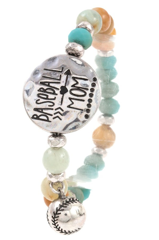 Baseball mom beaded bracelet