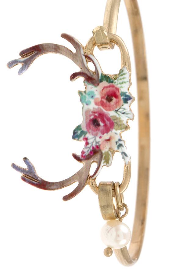 Floral antlers bangle bracelet