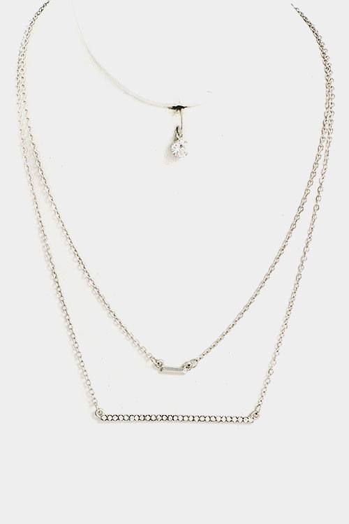 Double layered beaded bar pendant necklace set