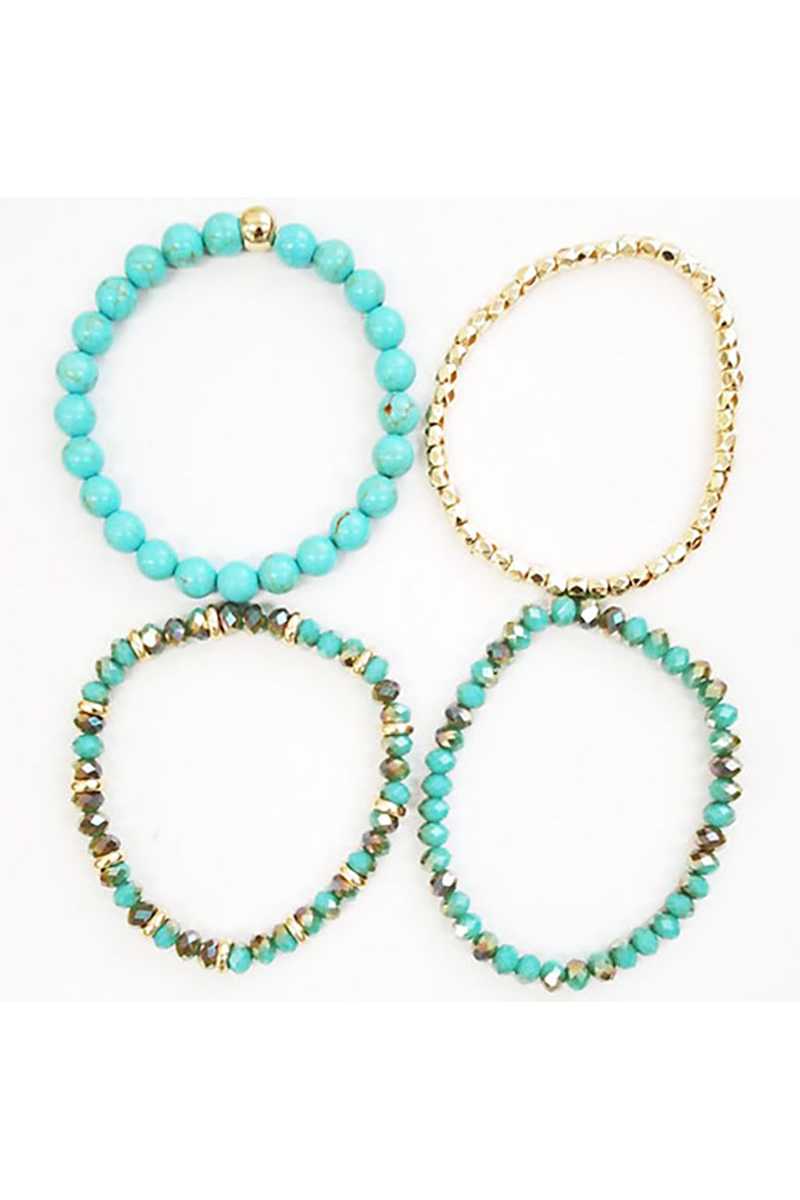 Multi natural stone beaded stretch bracelet