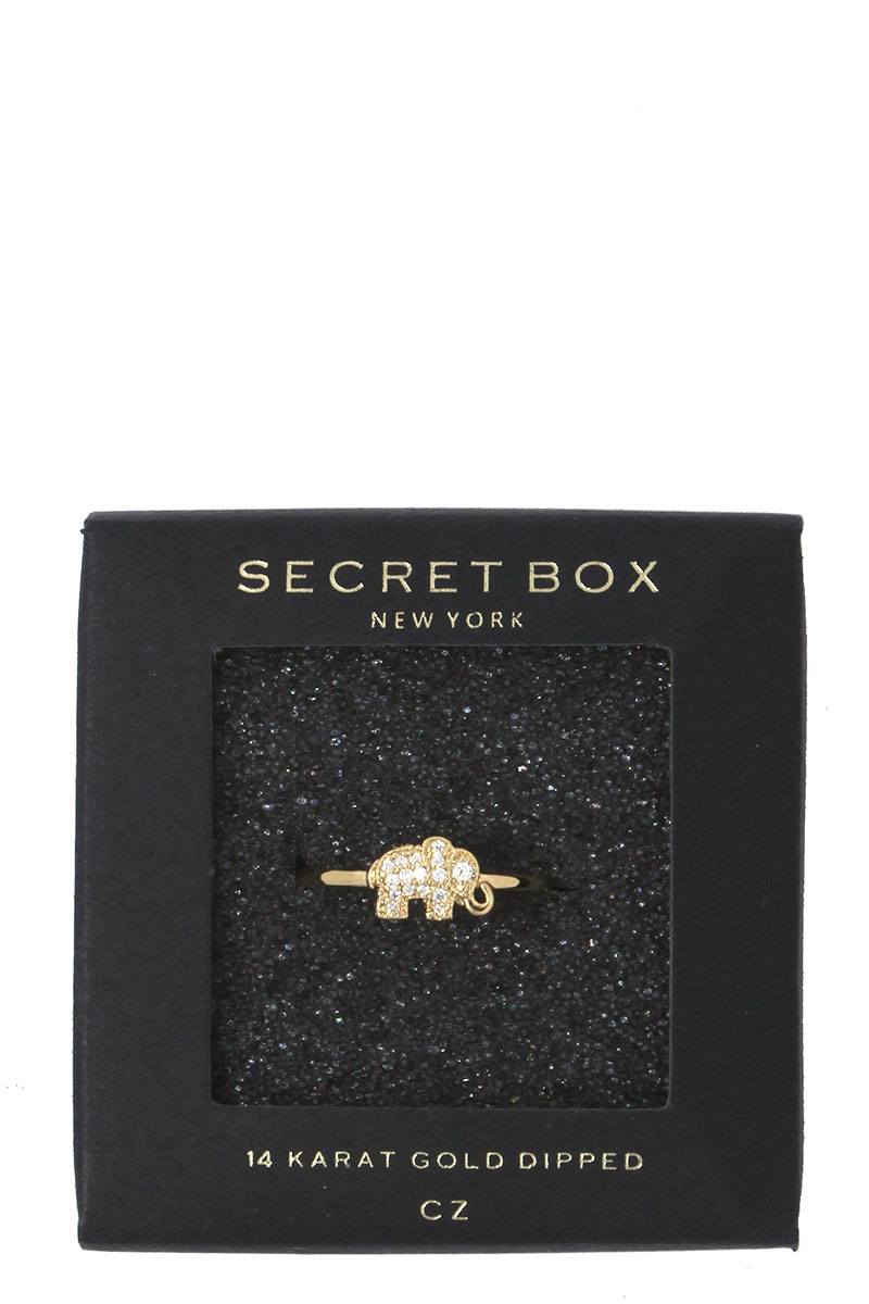 Elephant rhinestone ball ended ring