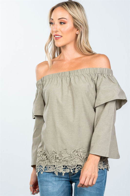 Boho off the shoulder crochet hem top