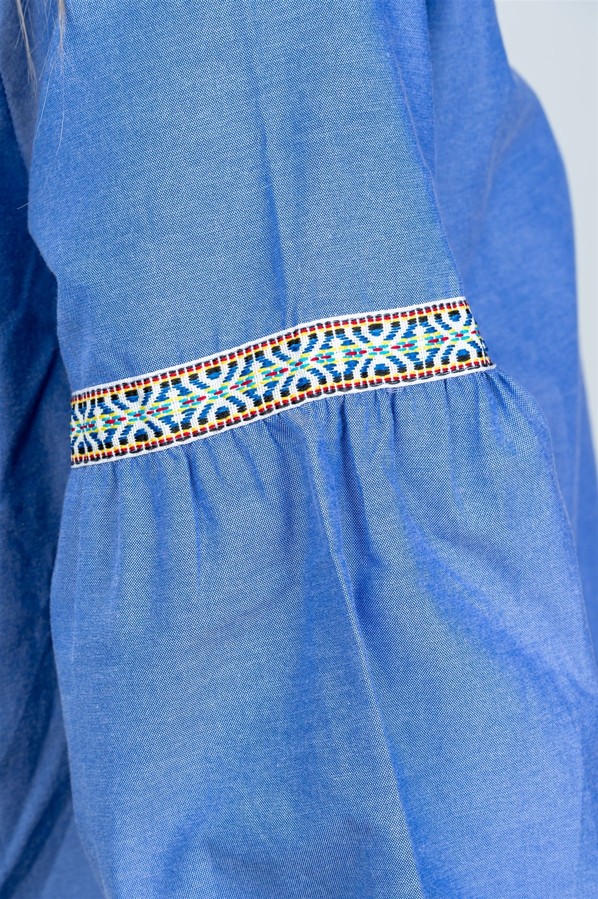 Boho drop shoulder embroidery blouse