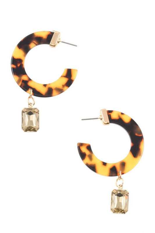 Semi circle resin drop gem earring
