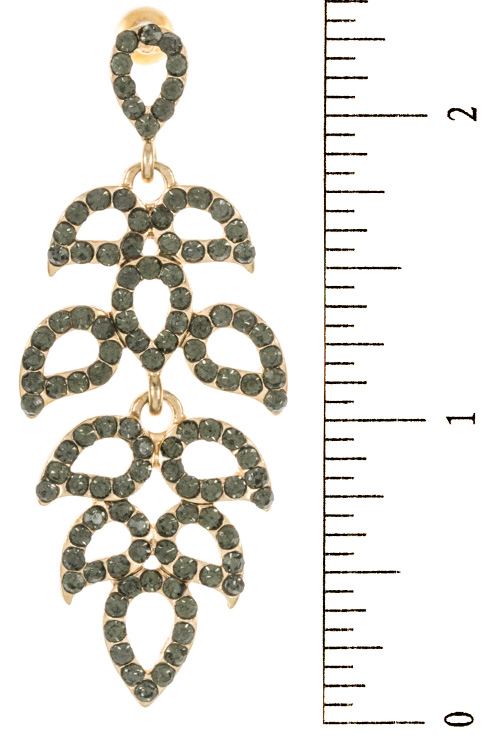 Rhinestone leaf vine link dangle earring