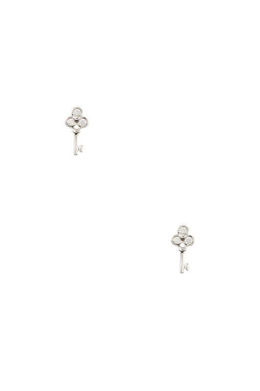 Cz stone pave key post earring