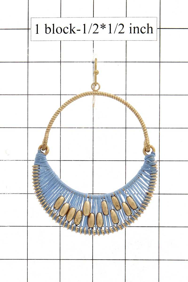 Thread metal drop earring