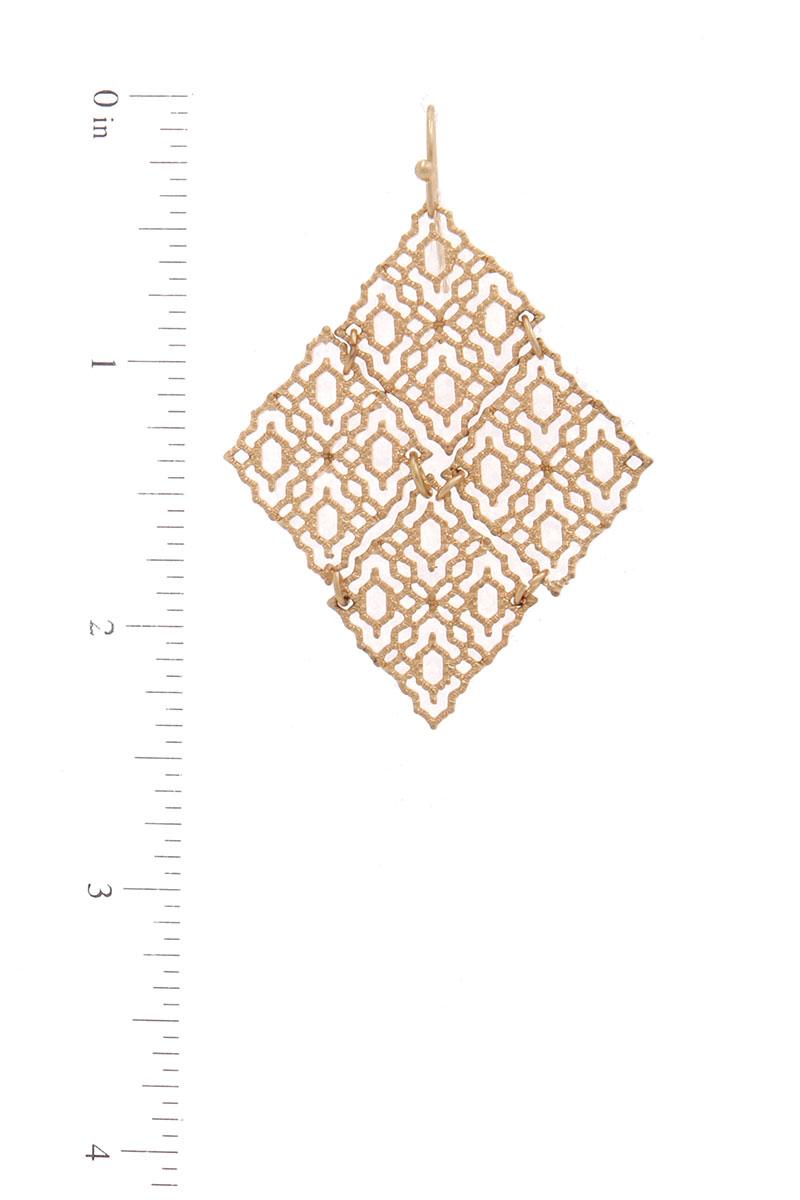 Rhombus shape drop earring