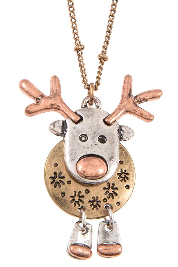Reindeer pendant necklace set