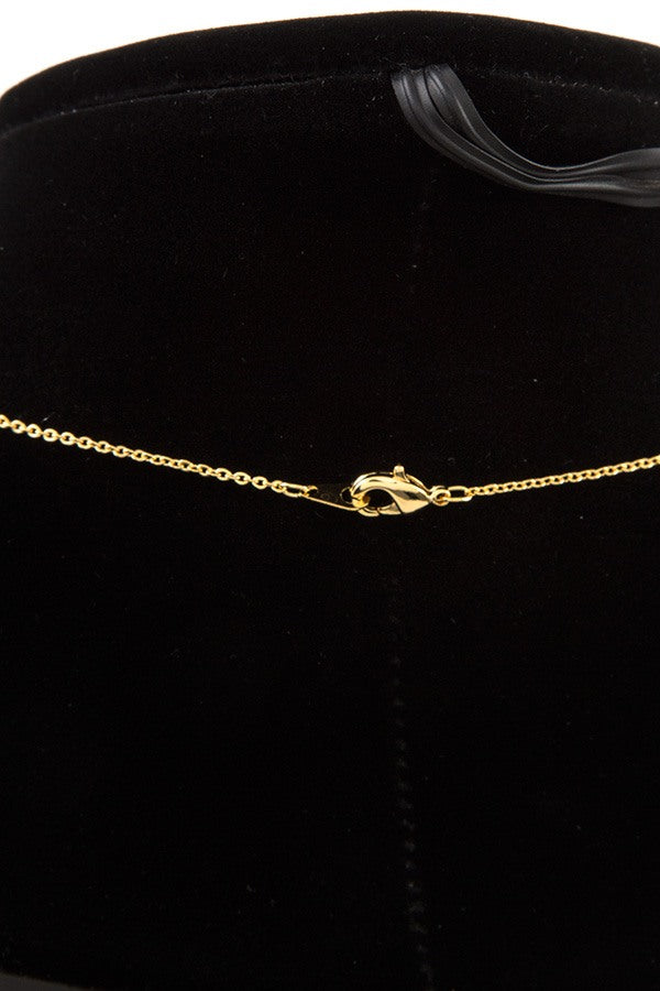 Cz stone pave dainty cup short necklace
