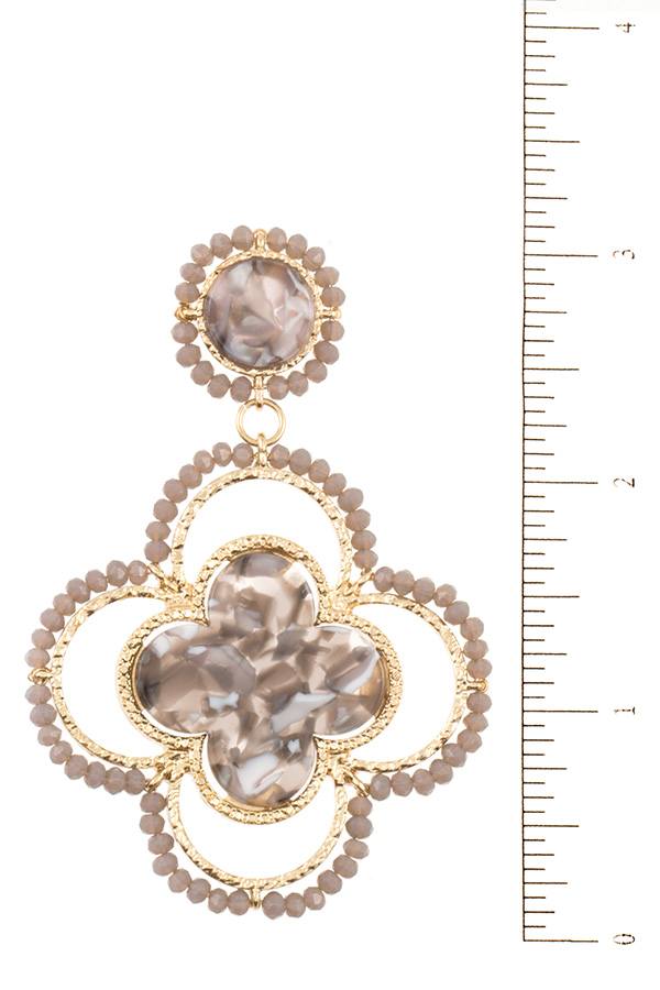Faceted bead acetate clover dangle earring