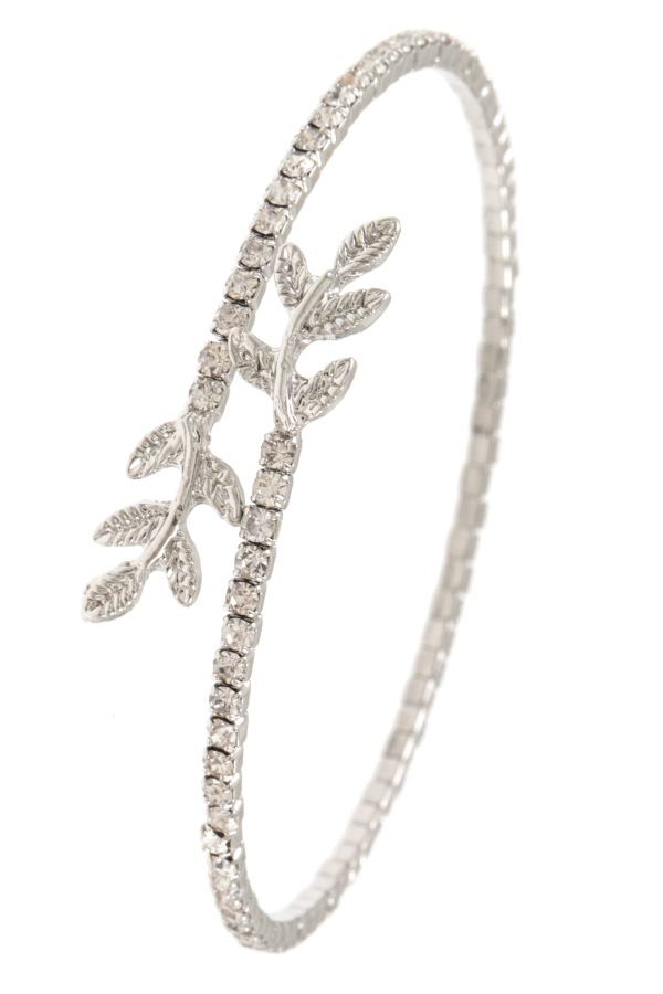 Rhinestone leaf flex bracelet