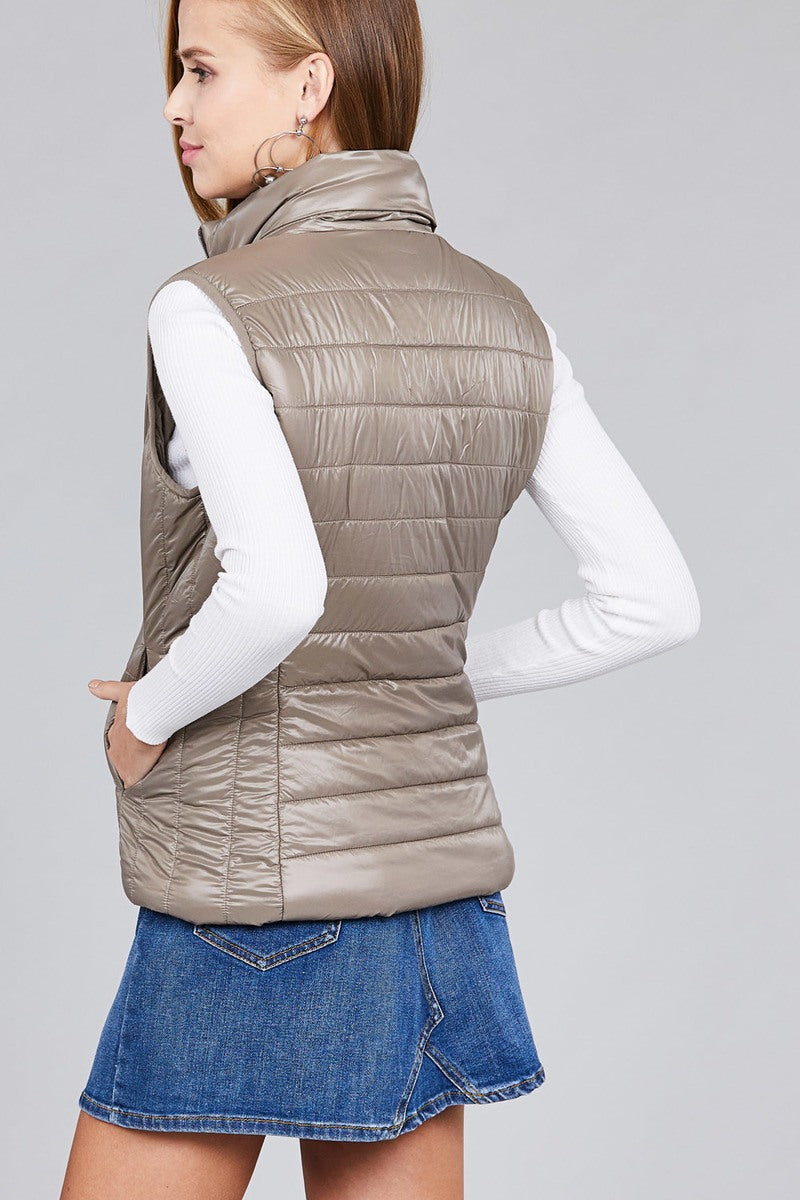 Ladies fashion plus size quilted padding vest