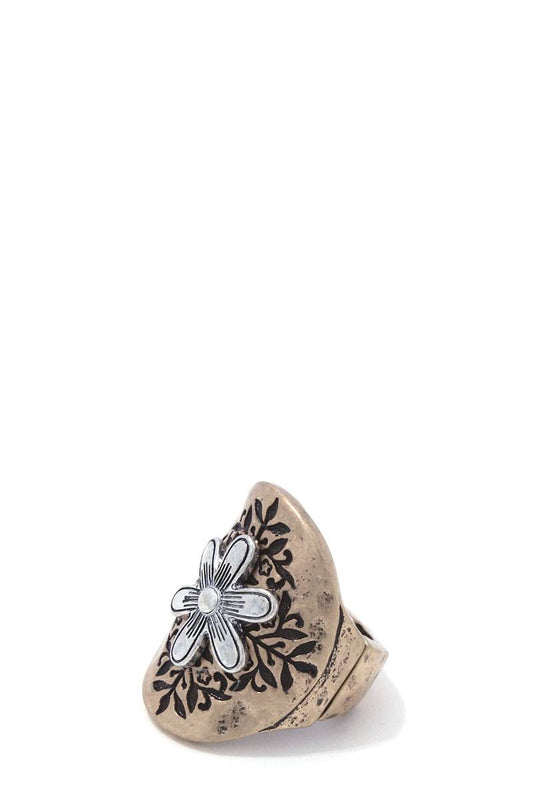Rustic flower stretch ring