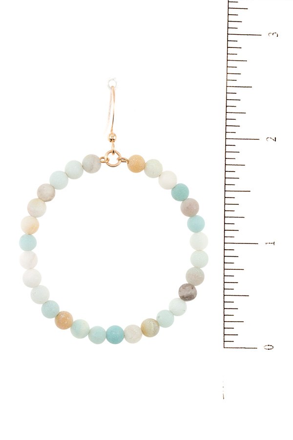 Semi precious bead hoop earring