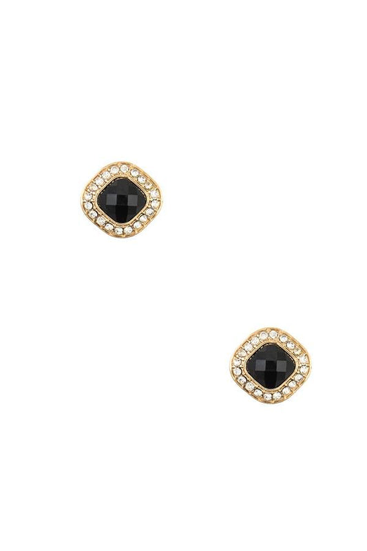 Rhinestone framed gem post earring