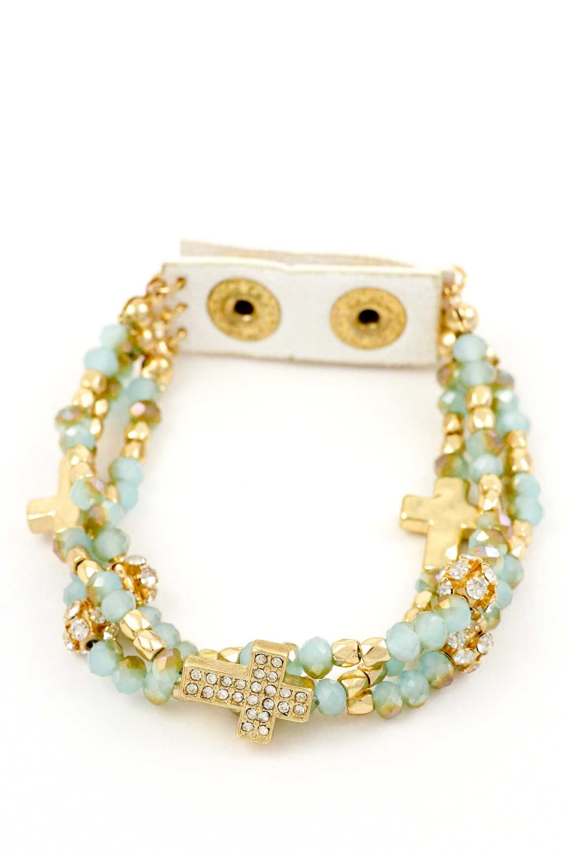 Rhinestone cross multi stretch bracelet