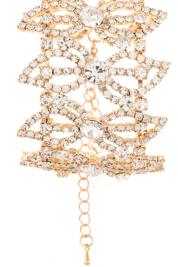 Rhinestone pave ornate flex bracelet