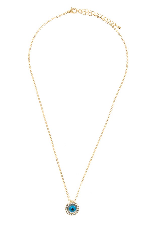 Round cz stone eye pendant necklace