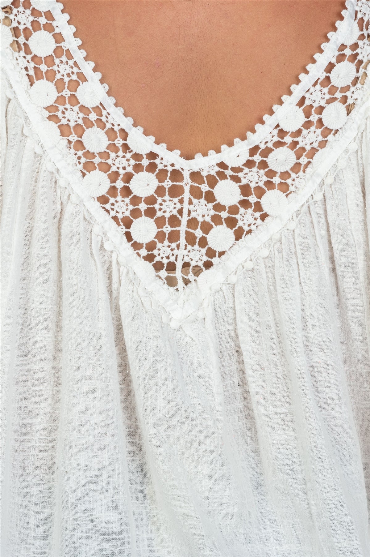Ladies fashion plus size boho lace crochet neck ombre top