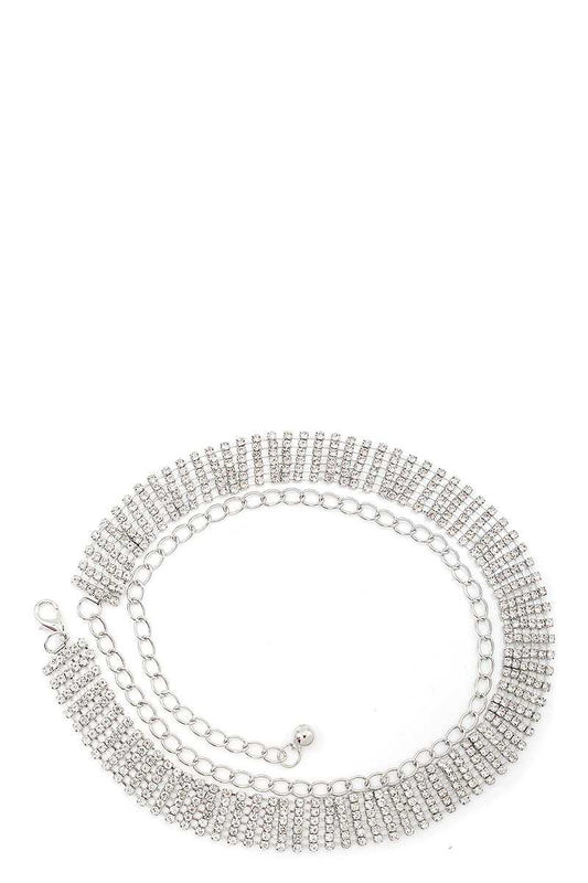 Designer chic 6-row rhinestone belt