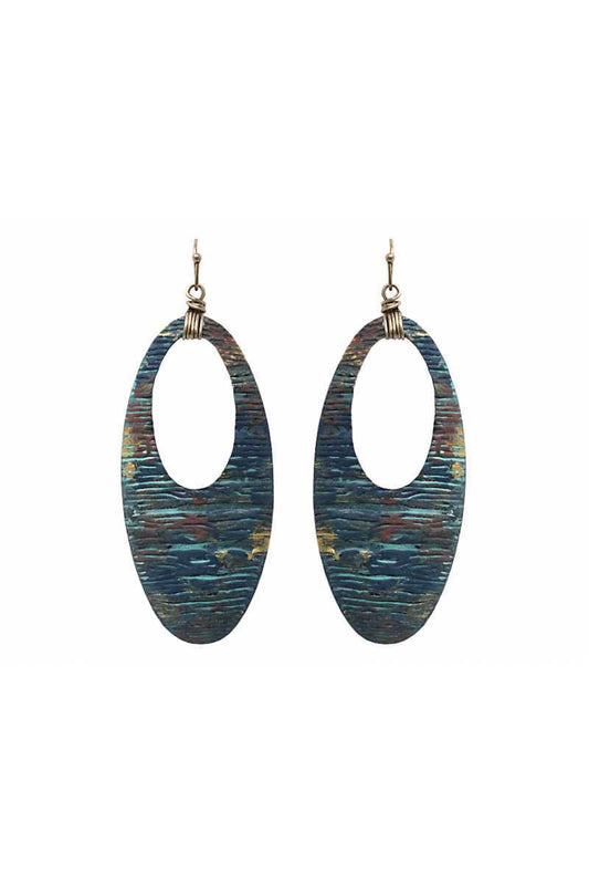 Cutout oval shape drop earring