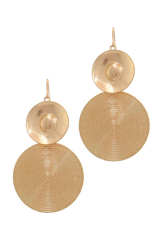 Rustic double circle drop earring