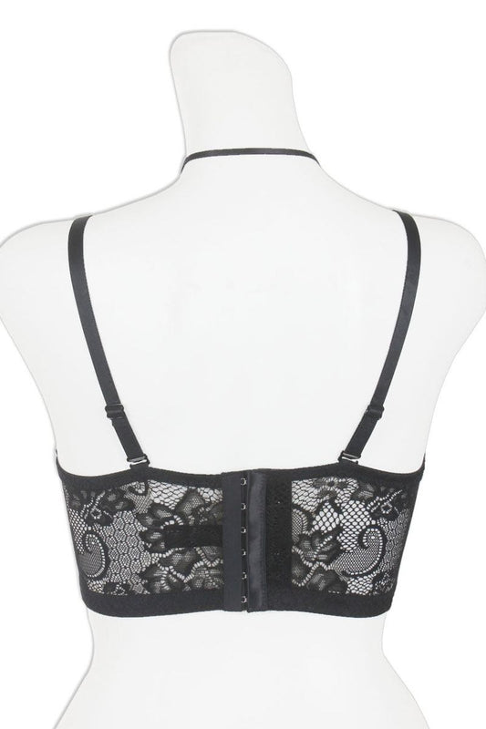 Multi-way strap long line lace bra w/underwire