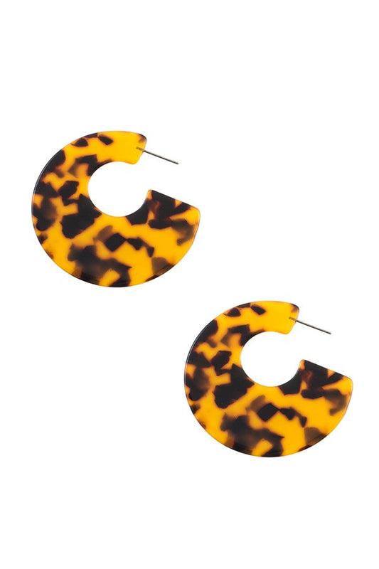 Flat semi circle acetate earring