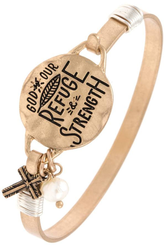 God our refuge & strength etched bracelet