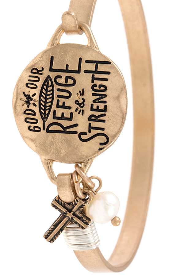 God our refuge & strength etched bracelet