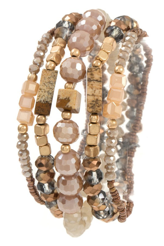 Multi row mix jewel bracelet