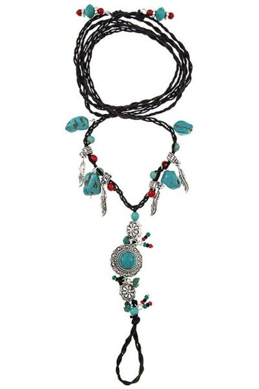 Gemstone accent cord ankle bracelet