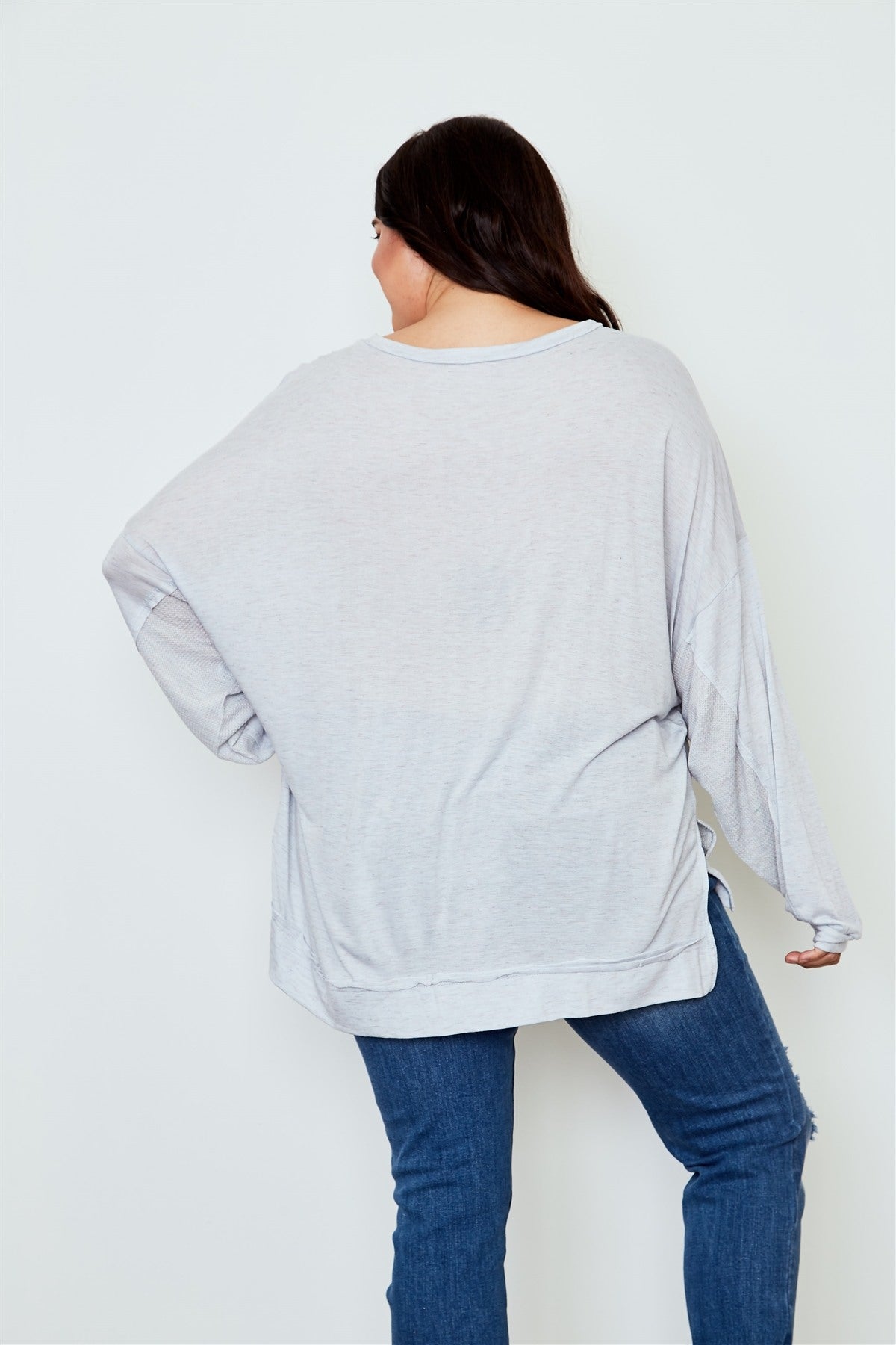Ladies fashion plus size long sleeve loose top